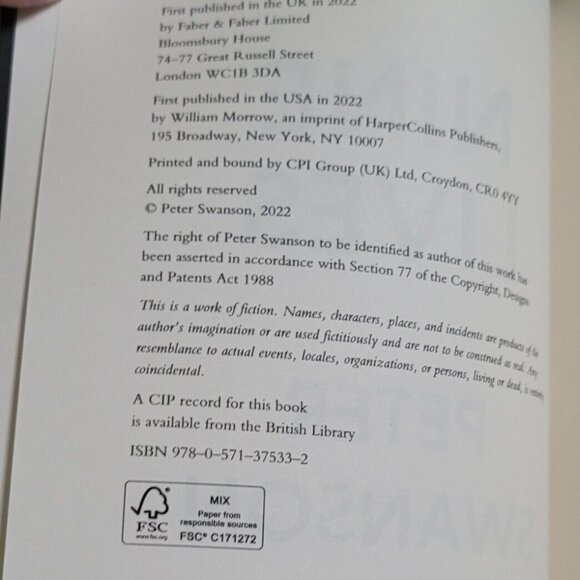 **SIGNED** BRAND NEW Book Nine Lives by Peter Swanson (Hardcover) - Picture 3 of 3